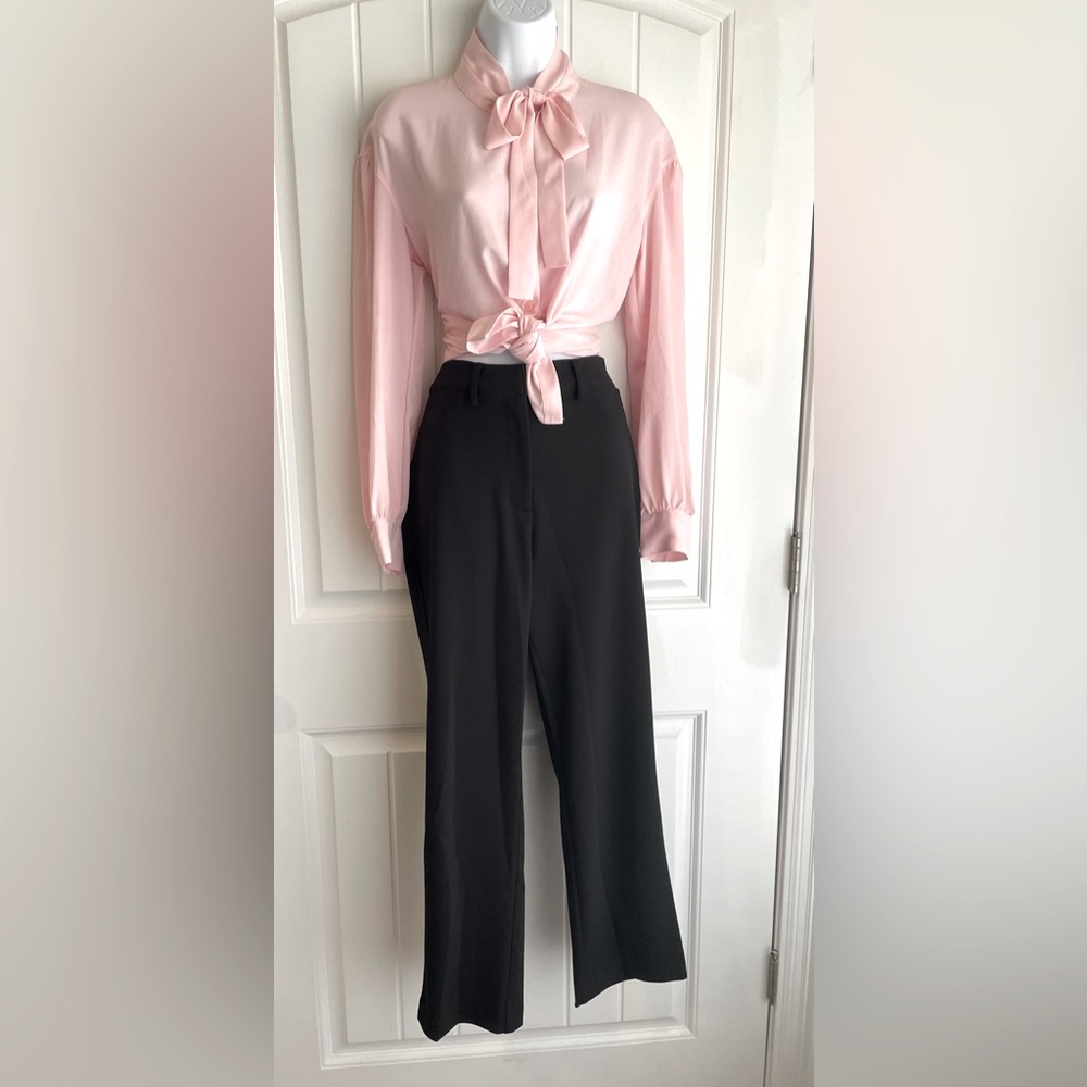 Calvin Klein Black Classic Fit High Rise Straight Leg Luxe Pants Sz 6 NWT